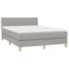 Cama Doble | Cama Box Spring | Cama Para Adultos Colchón Y Luces Led Tela Gris Claro 140x190 Cm Cfw816370