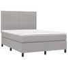 Cama Doble | Cama Box Spring | Cama Para Adultos Colchón Y Luces Led Tela Gris Claro 140x190 Cm Cfw204375