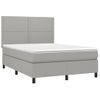 Cama Matrimonial | Cama Para Adultos | Cama Box Spring Colchón Y Luces Led Tela Gris Claro 140x190 Cm Cfw713381