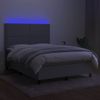 Cama Matrimonial | Cama Para Adultos | Cama Box Spring Colchón Y Luces Led Tela Gris Claro 140x190 Cm Cfw713381