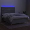 Cama Doble | Cama Box Spring | Cama Para Adultos Colchón Y Luces Led Tela Gris Claro 140x190 Cm Cfw140799