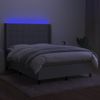 Cama Doble | Cama Box Spring | Cama Para Adultos Colchón Y Luces Led Tela Gris Claro 140x190 Cm Cfw179713