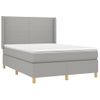 Cama Matrimonial | Cama Para Adultos | Cama Box Spring Colchón Y Luces Led Tela Gris Claro 140x190 Cm Cfw686410