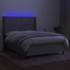 Cama Matrimonial | Cama Para Adultos | Cama Box Spring Colchón Y Luces Led Tela Gris Claro 140x200 Cm Cfw765567