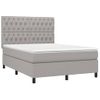 Cama Doble | Cama Box Spring | Cama Para Adultos Colchón Y Luces Led Tela Gris Claro 140x200 Cm Cfw613055