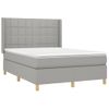 Cama Doble | Cama Box Spring | Cama Para Adultos Colchón Y Luces Led Tela Gris Claro 140x200 Cm Cfw384589