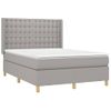 Cama Matrimonial | Cama Para Adultos | Cama Box Spring Colchón Y Luces Led Tela Gris Claro 140x200 Cm Cfw251056