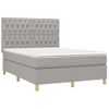 Cama Doble | Cama Box Spring | Cama Para Adultos Colchón Y Luces Led Tela Gris Claro 140x200 Cm Cfw220155