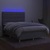 Cama Doble | Cama Box Spring | Cama Para Adultos Colchón Y Luces Led Tela Gris Claro 140x200 Cm Cfw220155