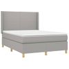 Cama Matrimonial | Cama Para Adultos | Cama Box Spring Colchón Y Luces Led Tela Gris Claro 140x200 Cm Cfw117010