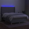 Cama Matrimonial | Cama Para Adultos | Cama Box Spring Colchón Y Luces Led Tela Gris Claro 140x200 Cm Cfw659719