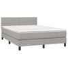 Cama Matrimonial | Cama Para Adultos | Cama Box Spring Colchón Y Luces Led Tela Gris Claro 140x200 Cm Cfw906383