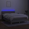 Cama Doble | Cama Box Spring | Cama Para Adultos Colchón Y Luces Led Tela Gris Claro 140x200 Cm Cfw553580