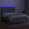 Cama Doble | Cama Box Spring | Cama Para Adultos Colchón Y Luces Led Tela Gris Claro 140x200 Cm Cfw218041