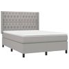 Cama Doble | Cama Box Spring | Cama Para Adultos Colchón Y Luces Led Tela Gris Claro 140x200 Cm Cfw218041