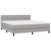 Cama Doble | Cama Box Spring | Cama Para Adultos Colchón Y Luces Led Tela Gris Claro 160x200 Cm Cfw250066