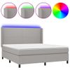 Cama Doble | Cama Box Spring | Cama Para Adultos Colchón Y Luces Led Tela Gris Claro 160x200 Cm Cfw964807