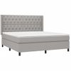 Cama Doble | Cama Box Spring | Cama Para Adultos Colchón Y Luces Led Tela Gris Claro 160x200 Cm Cfw731429