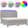 Cama Doble | Cama Box Spring | Cama Para Adultos Colchón Y Luces Led Tela Gris Claro 160x200 Cm Cfw880245