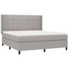 Cama Doble | Cama Box Spring | Cama Para Adultos Colchón Y Luces Led Tela Gris Claro 160x200 Cm Cfw880245