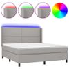 Cama Matrimonial | Cama Para Adultos | Cama Box Spring Colchón Y Luces Led Tela Gris Claro 160x200 Cm Cfw786635