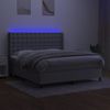 Cama Matrimonial | Cama Para Adultos | Cama Box Spring Colchón Y Luces Led Tela Gris Claro 160x200 Cm Cfw97823