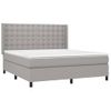 Cama Matrimonial | Cama Para Adultos | Cama Box Spring Colchón Y Luces Led Tela Gris Claro 160x200 Cm Cfw97823