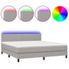 Cama Matrimonial | Cama Para Adultos | Cama Box Spring Colchón Y Luces Led Tela Gris Claro 180x200 Cm Cfw722128