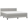 Cama Matrimonial | Cama Para Adultos | Cama Box Spring Colchón Y Luces Led Tela Gris Claro 180x200 Cm Cfw722128