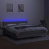 Cama Matrimonial | Cama Para Adultos | Cama Box Spring Colchón Y Luces Led Tela Gris Claro 180x200 Cm Cfw722128