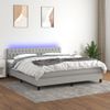 Cama Doble | Cama Box Spring | Cama Para Adultos Colchón Y Luces Led Tela Gris Claro 180x200 Cm Cfw560678