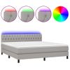 Cama Doble | Cama Box Spring | Cama Para Adultos Colchón Y Luces Led Tela Gris Claro 180x200 Cm Cfw560678