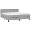 Cama Matrimonial | Cama Para Adultos | Cama Box Spring Colchón Y Luces Led Tela Gris Claro 180x200 Cm Cfw747820