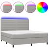 Cama Doble | Cama Box Spring | Cama Para Adultos Colchón Y Luces Led Tela Gris Claro 180x200 Cm Cfw696683