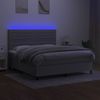 Cama Doble | Cama Box Spring | Cama Para Adultos Colchón Y Luces Led Tela Gris Claro 180x200 Cm Cfw696683