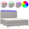 Cama Doble | Cama Box Spring | Cama Para Adultos Colchón Y Luces Led Tela Gris Claro 180x200 Cm Cfw912835