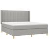 Cama Doble | Cama Box Spring | Cama Para Adultos Colchón Y Luces Led Tela Gris Claro 180x200 Cm Cfw403635