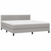 Cama Matrimonial | Cama Para Adultos | Cama Box Spring Colchón Y Luces Led Tela Gris Claro 180x200 Cm Cfw432319