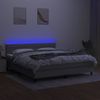 Cama Matrimonial | Cama Para Adultos | Cama Box Spring Colchón Y Luces Led Tela Gris Claro 180x200 Cm Cfw432319