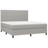 Cama Doble | Cama Box Spring | Cama Para Adultos Colchón Y Luces Led Tela Gris Claro 180x200 Cm Cfw118256