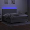 Cama Doble | Cama Box Spring | Cama Para Adultos Colchón Y Luces Led Tela Gris Claro 180x200 Cm Cfw118256