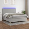 Cama Doble | Cama Box Spring | Cama Para Adultos Colchón Y Luces Led Tela Gris Claro 180x200 Cm Cfw465726