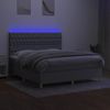 Cama Doble | Cama Box Spring | Cama Para Adultos Colchón Y Luces Led Tela Gris Claro 180x200 Cm Cfw604190