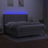 Cama Doble | Cama Box Spring | Cama Para Adultos Colchón Y Luces Led Tela Gris Claro 180x200 Cm Cfw893066