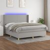 Cama Doble | Cama Box Spring | Cama Para Adultos Colchón Y Luces Led Tela Gris Claro 180x200 Cm Cfw918313