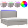 Cama Doble | Cama Box Spring | Cama Para Adultos Colchón Y Luces Led Tela Gris Claro 180x200 Cm Cfw918313