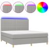 Cama Doble | Cama Box Spring | Cama Para Adultos Colchón Y Luces Led Tela Gris Claro 180x200 Cm Cfw252335