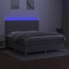 Cama Doble | Cama Box Spring | Cama Para Adultos Colchón Y Luces Led Tela Gris Claro 180x200 Cm Cfw252335