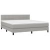 Cama Matrimonial | Cama Para Adultos | Cama Box Spring Colchón Y Luces Led Tela Gris Claro 180x200 Cm Cfw548931