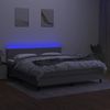 Cama Matrimonial | Cama Para Adultos | Cama Box Spring Colchón Y Luces Led Tela Gris Claro 180x200 Cm Cfw548931